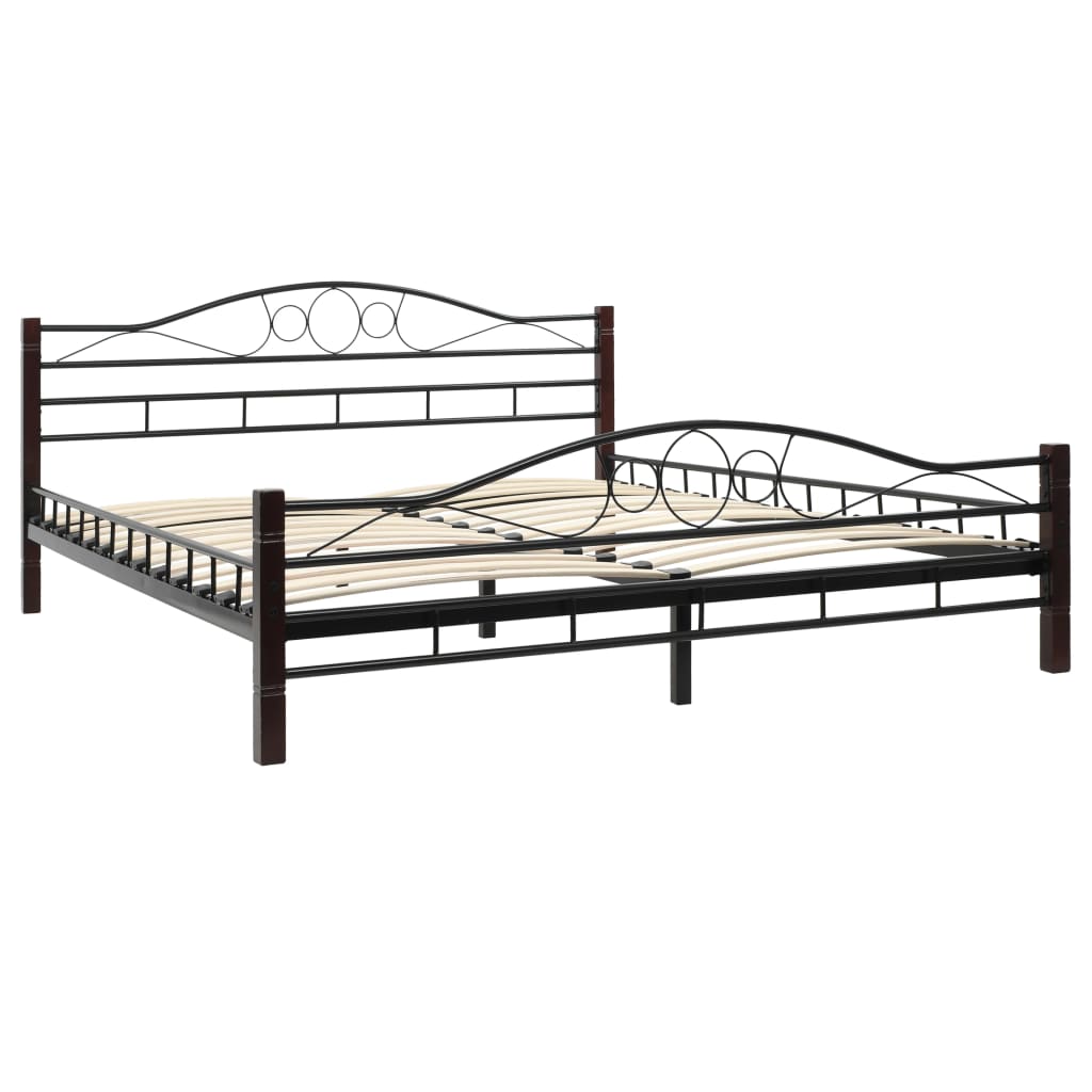 Bed Frame Black Metal 153x203 cm