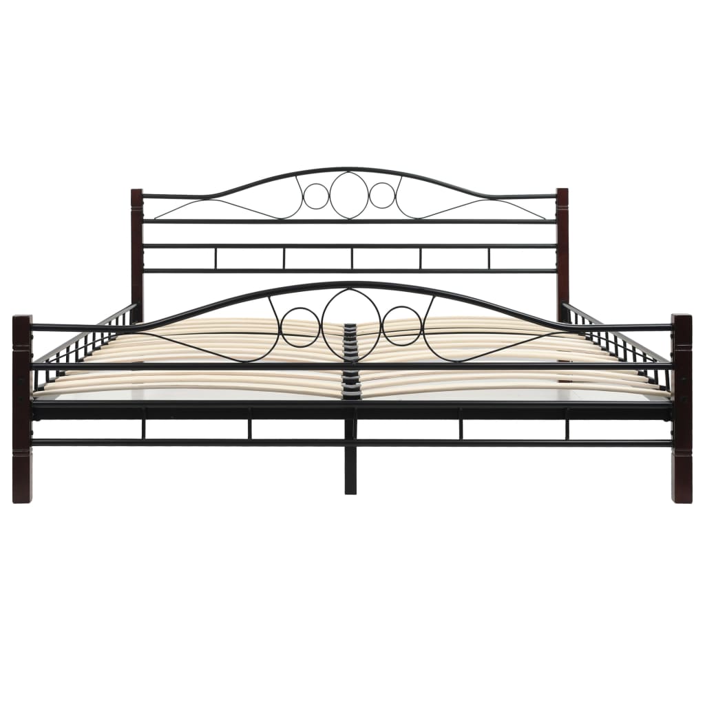 Bed Frame Black Metal 153x203 cm