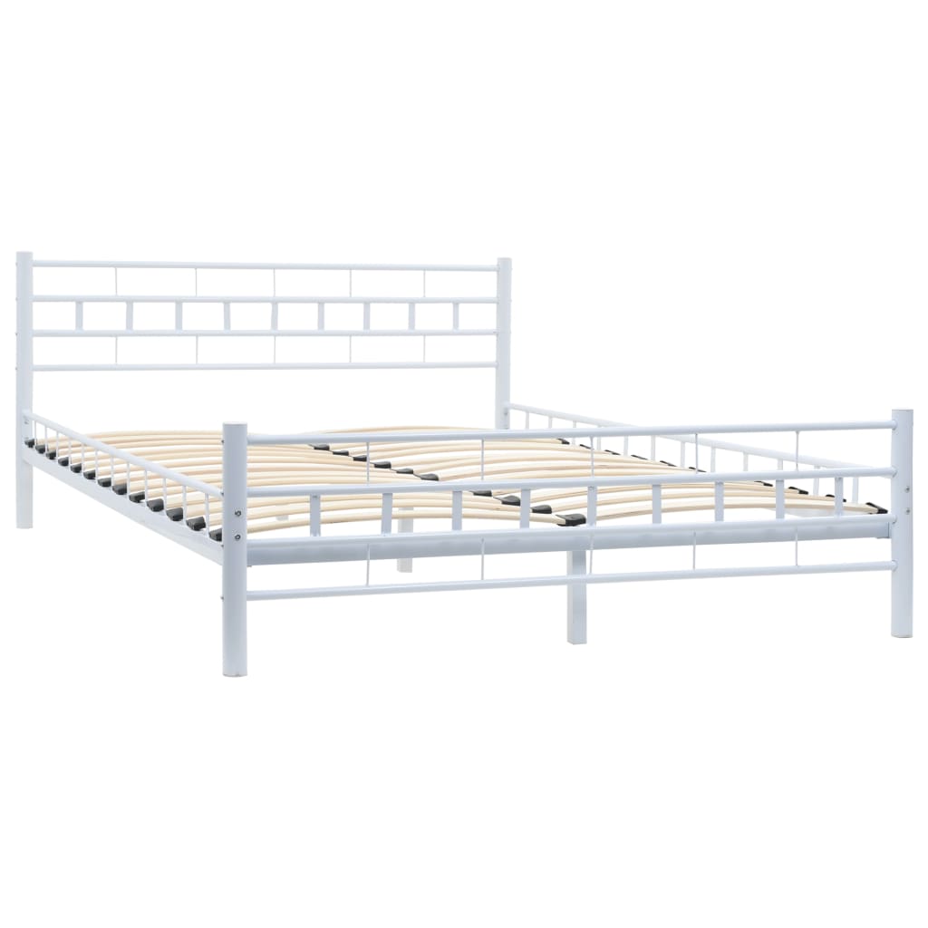Bed Frame White Metal 137x187 cm