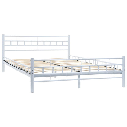 Bed Frame White Metal 137x187 cm