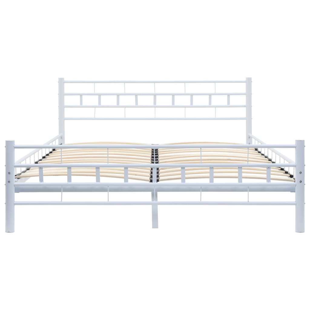 Bed Frame White Metal 137x187 cm