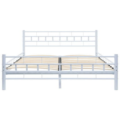 Bed Frame White Metal 137x187 cm
