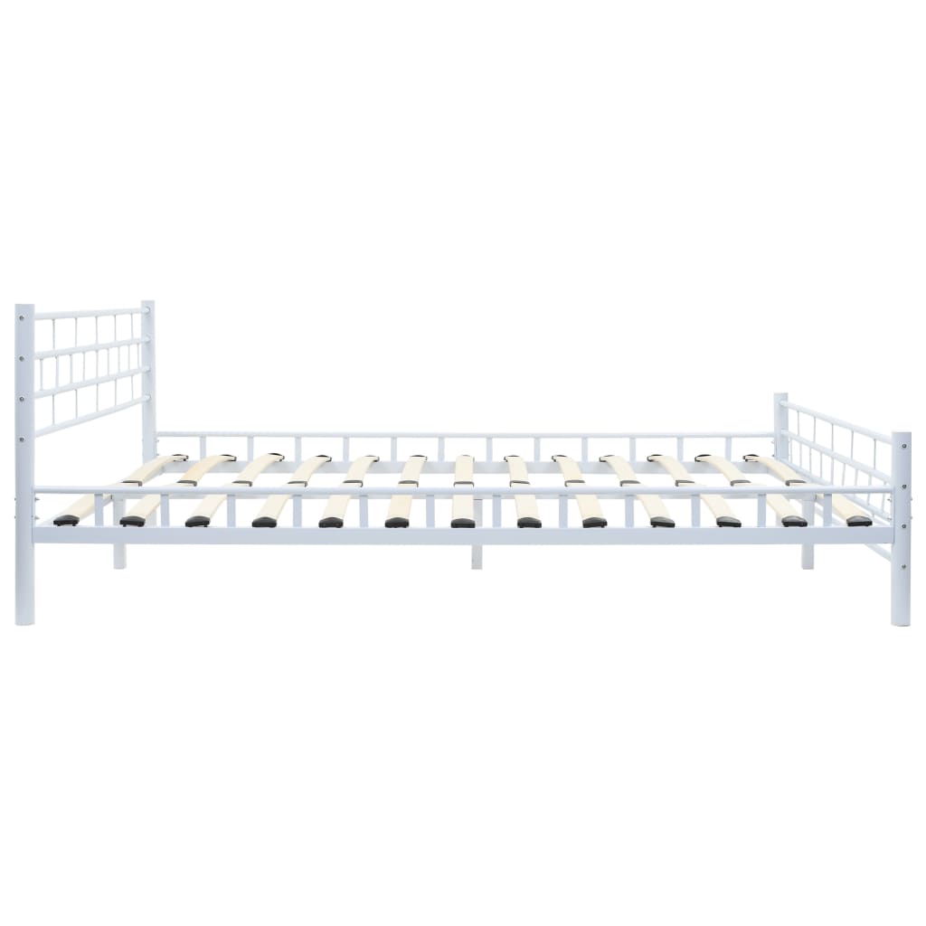 Bed Frame White Metal 137x187 cm