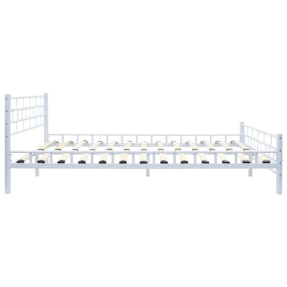 Bed Frame White Metal 137x187 cm