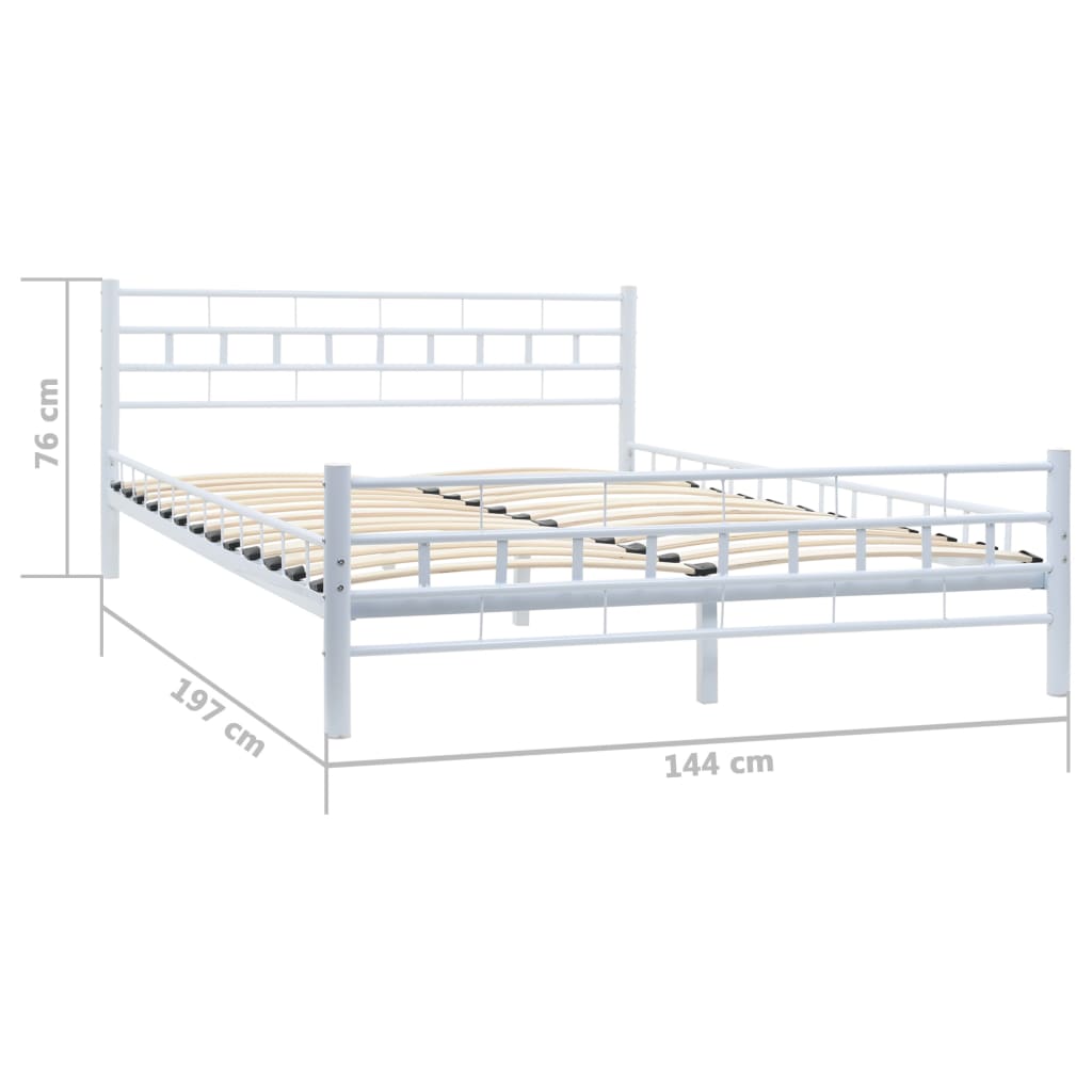 Bed Frame White Metal 137x187 cm