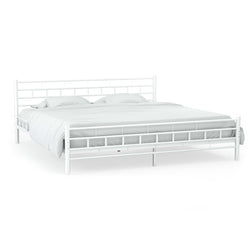 Bed Frame White Metal 137x187 cm