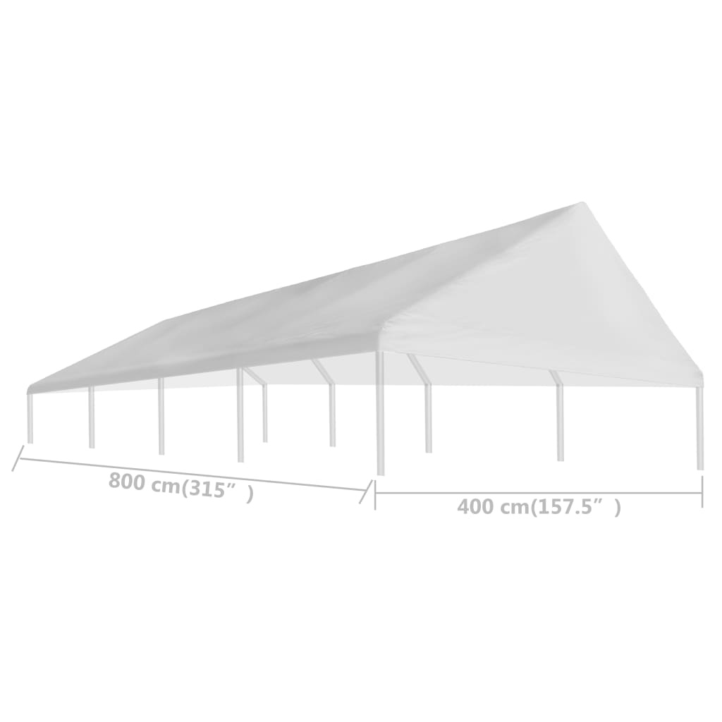 Party Tent Roof 4 x 8 m White