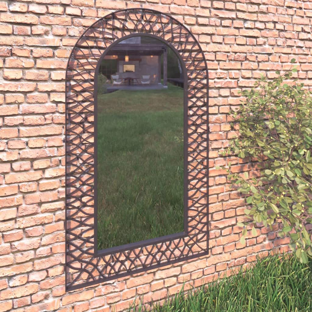 Garden Wall Mirror Arched 60x110 cm Black