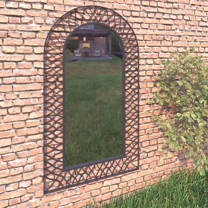 Garden Wall Mirror Arched 60x110 cm Black