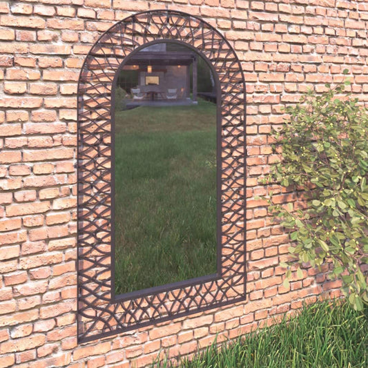 Garden Wall Mirror Arched 60x110 cm Black