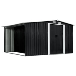 Garden Shed with Sliding Doors Anthracite 329.5x259x178 cm Steel