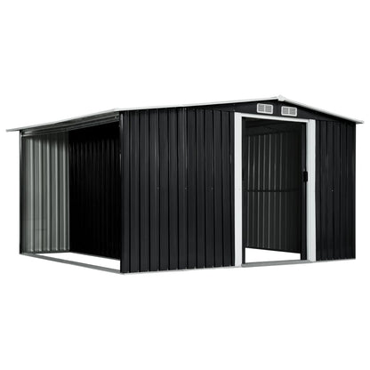 Garden Shed with Sliding Doors Anthracite 329.5x259x178 cm Steel