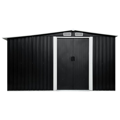 Garden Shed with Sliding Doors Anthracite 329.5x259x178 cm Steel