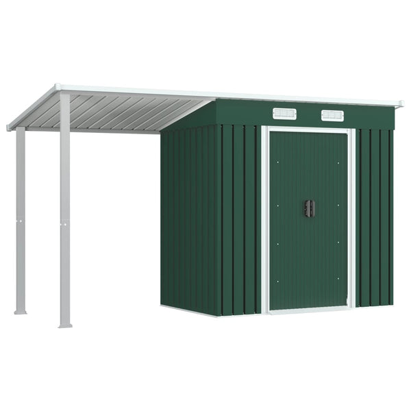  Garden Shed with Extended Roof Steel- Green