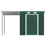 Garden Shed with Extended Roof Steel- Green