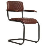 Dining Chairs 4 pcs with Armrests Brown Real Leather