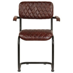Dining Chairs 4 pcs with Armrests Brown Real Leather