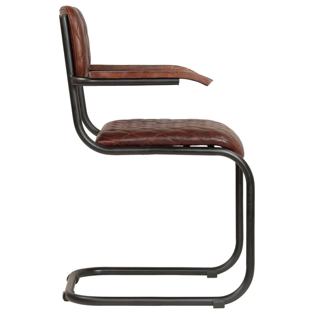 Dining Chairs 4 pcs with Armrests Brown Real Leather