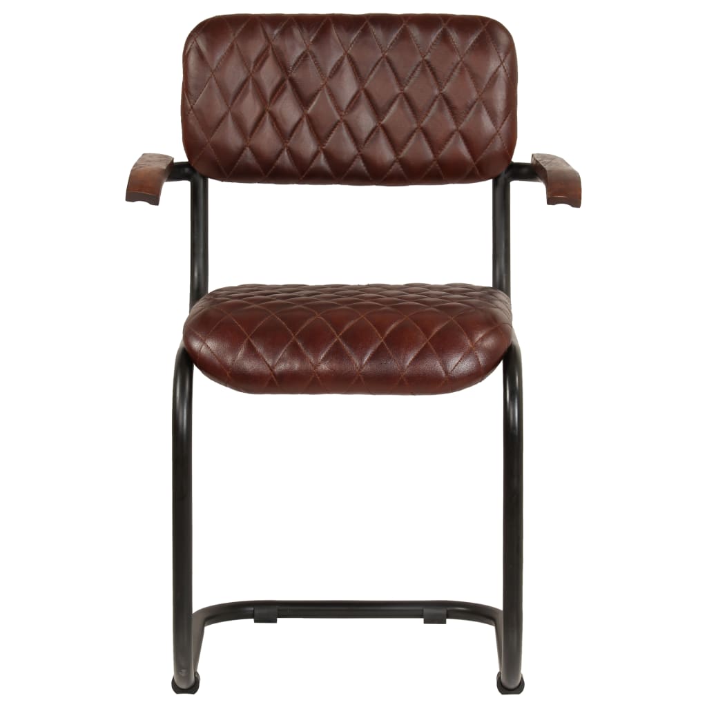 Dining Chairs 6 pcs with Armrests Brown Real Leather