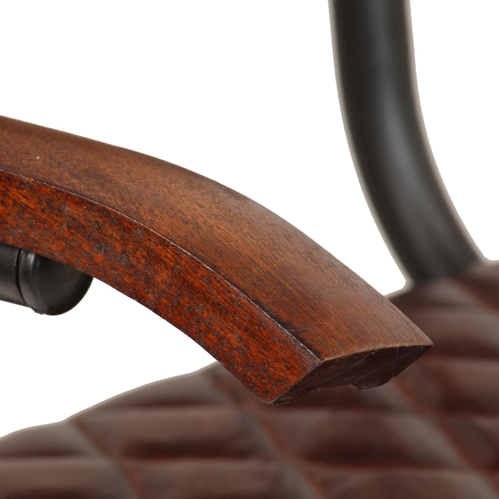 Dining Chairs 6 pcs with Armrests Brown Real Leather