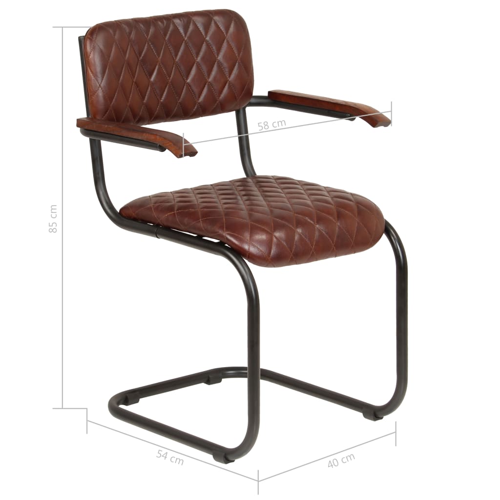 Dining Chairs 6 pcs with Armrests Brown Real Leather