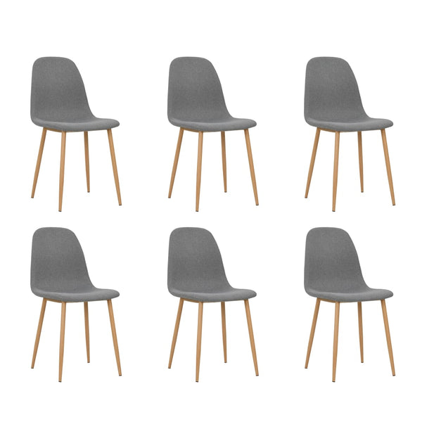  Dining Chairs 6 pcs Light Grey Fabric