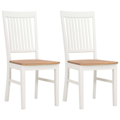 Dining Chairs 2 pcs White Solid Oak Wood