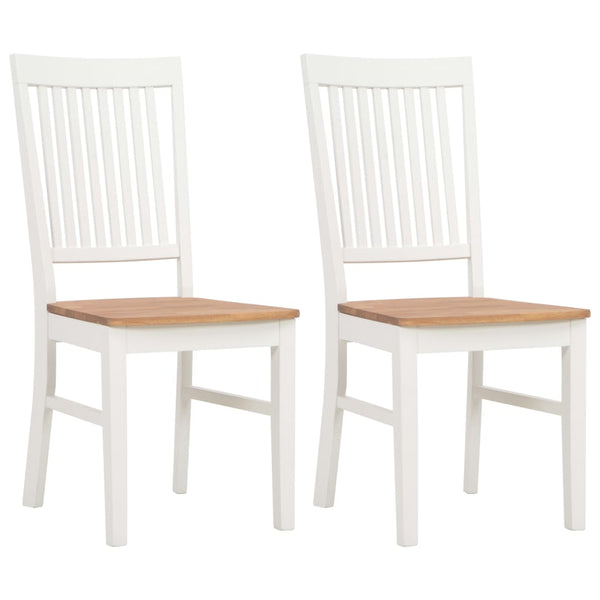  Dining Chairs 2 pcs White Solid Oak Wood