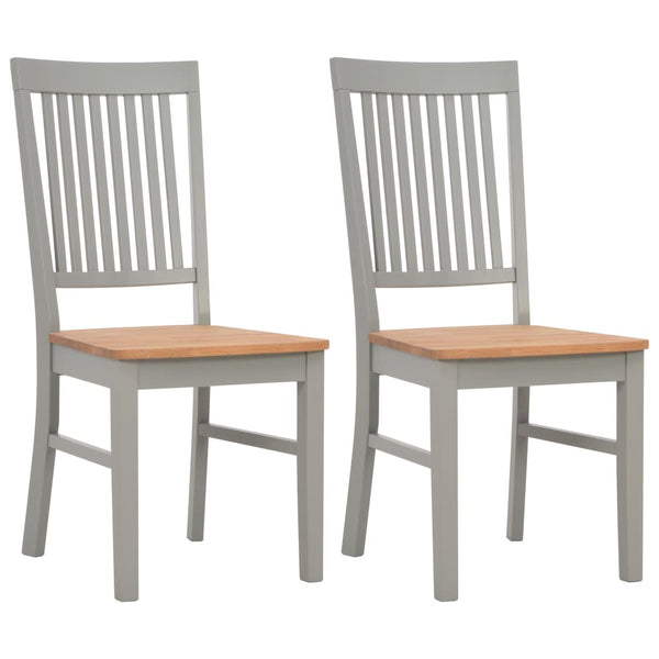  Dining Chairs 2 pcs Grey Solid Oak Wood