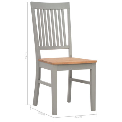 Dining Chairs 2 pcs Grey Solid Oak Wood