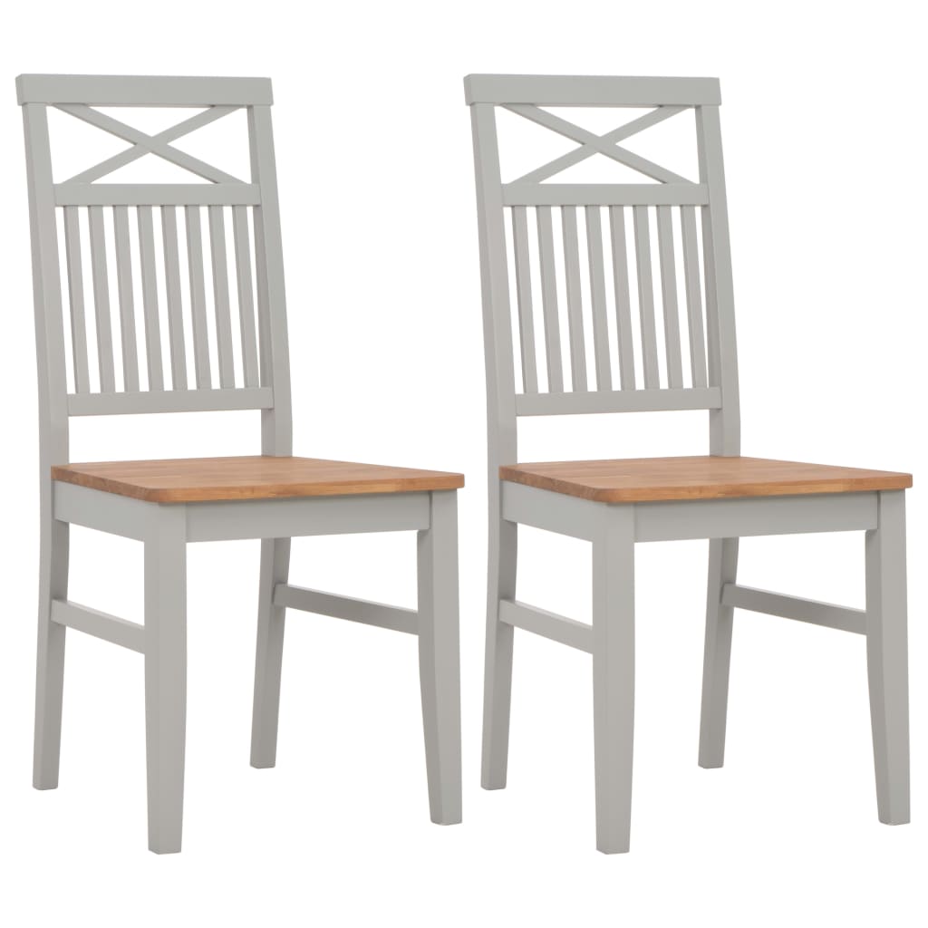 Dining Chairs 2 pcs Grey Solid Oak Wood