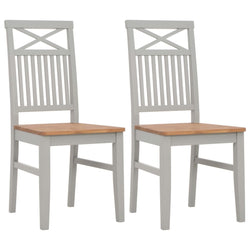 Dining Chairs 2 pcs Grey Solid Oak Wood