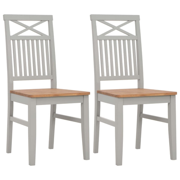  Dining Chairs 2 pcs Grey Solid Oak Wood