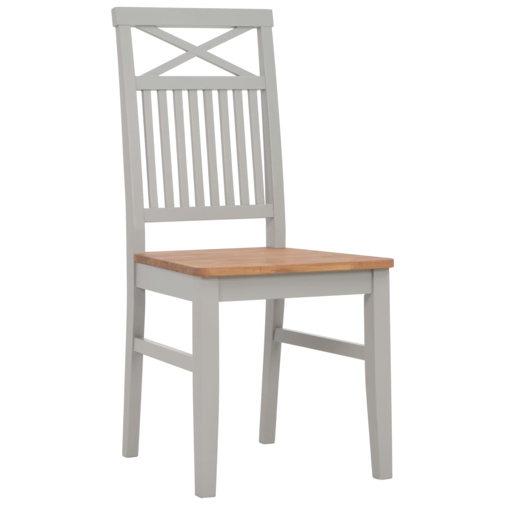 Dining Chairs 2 pcs Grey Solid Oak Wood