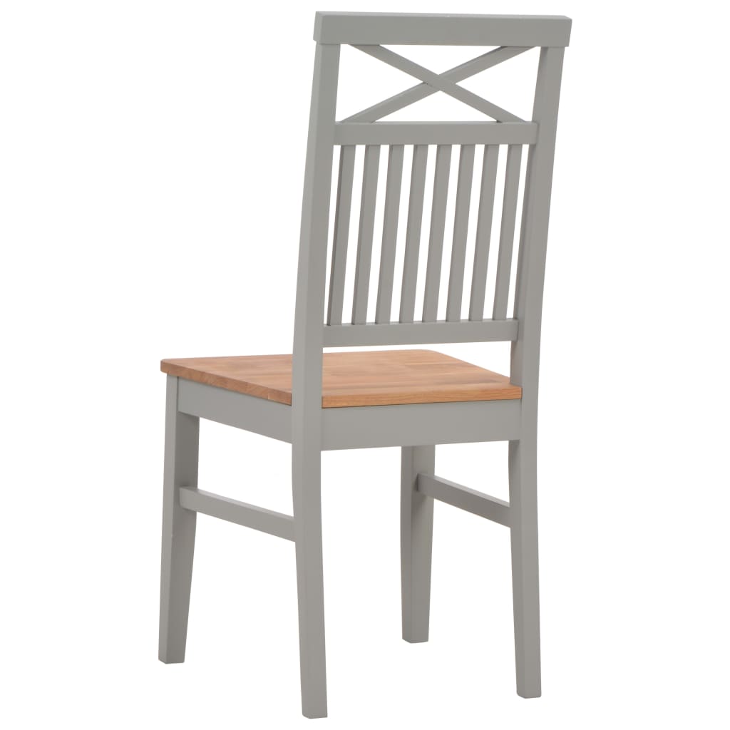 Dining Chairs 2 pcs Grey Solid Oak Wood