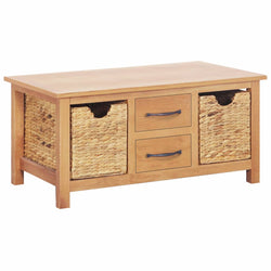 Sideboard 88x53x43 cm Solid Oak Wood and Water Hyacinth