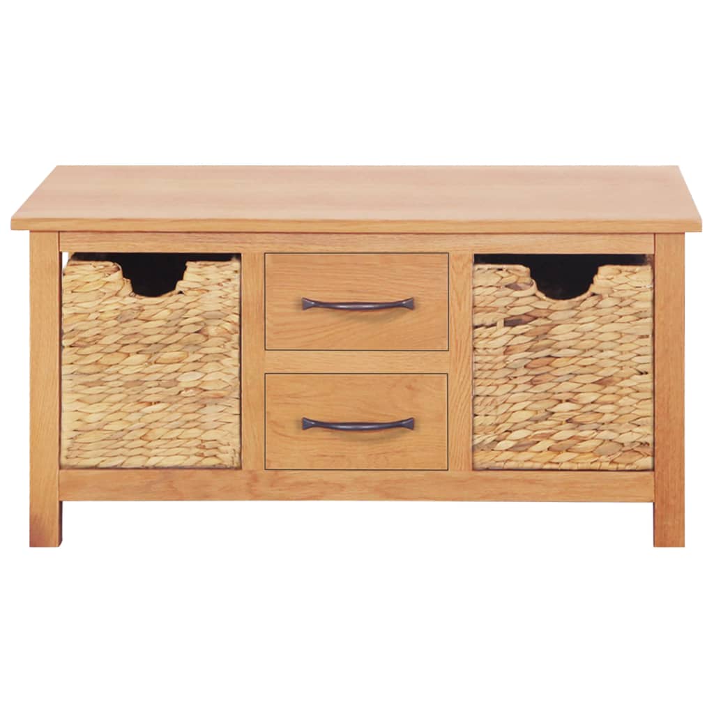 Sideboard 88x53x43 cm Solid Oak Wood and Water Hyacinth