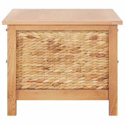 Sideboard 88x53x43 cm Solid Oak Wood and Water Hyacinth