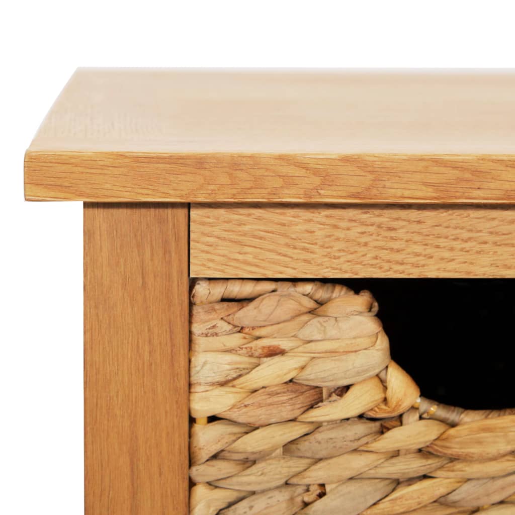 Sideboard 88x53x43 cm Solid Oak Wood and Water Hyacinth