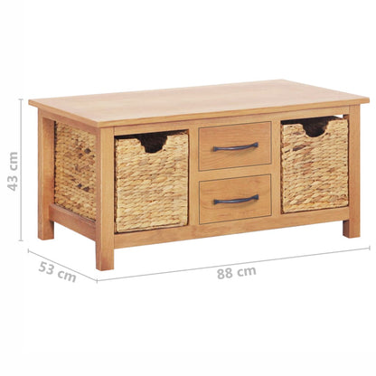 Sideboard 88x53x43 cm Solid Oak Wood and Water Hyacinth