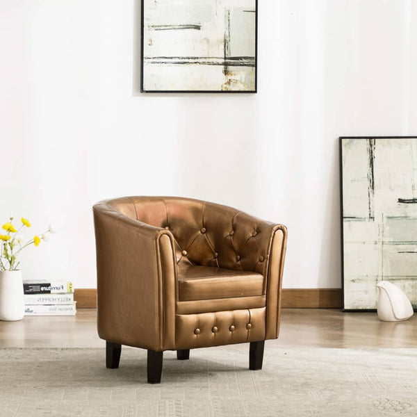  Tub Chair faux Leather Brown