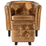 Tub Chair with Footstool faux Leather Brown