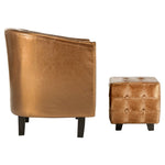 Tub Chair with Footstool faux Leather Brown