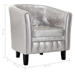Tub Chair Silver faux Leather