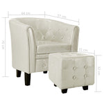 Tub Chair with Footstool faux Leather White