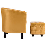 Tub Chair with Footstool Gold faux Leather