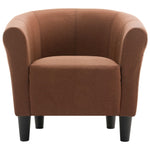 2 Piece Armchair and Stool Set Brown Fabric