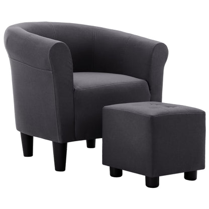 2 Piece Armchair and Stool Set Black Fabric