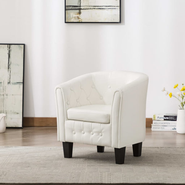  Tub Chair White faux Leather