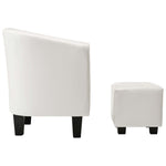 Tub Chair with Footstool White faux Leather